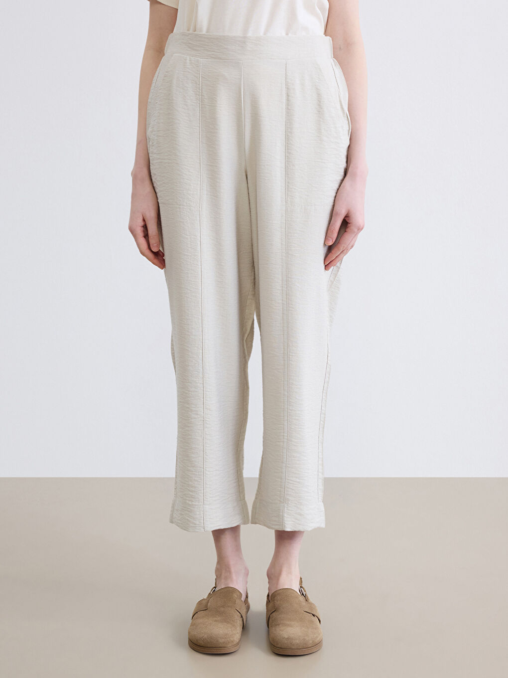 Pantalon Femme à Taille Élastiquée-1
