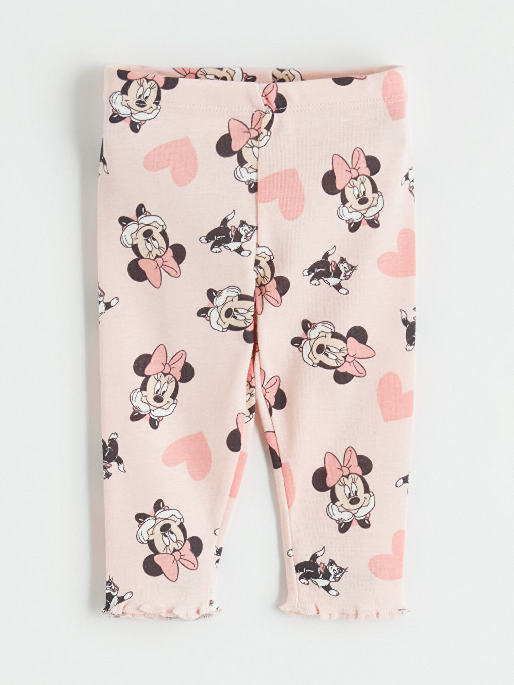 Pembe Minnie Mouse Baskılı Kız Bebek Tayt-1
