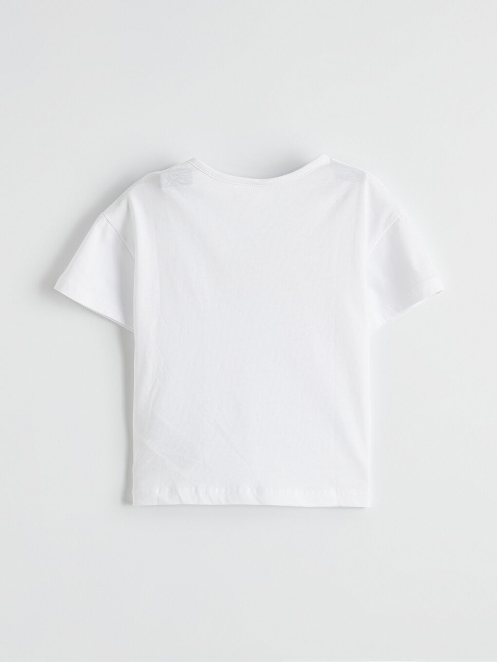 Ekru Bisiklet Yaka Baskılı Kız Çocuk Tişört-2