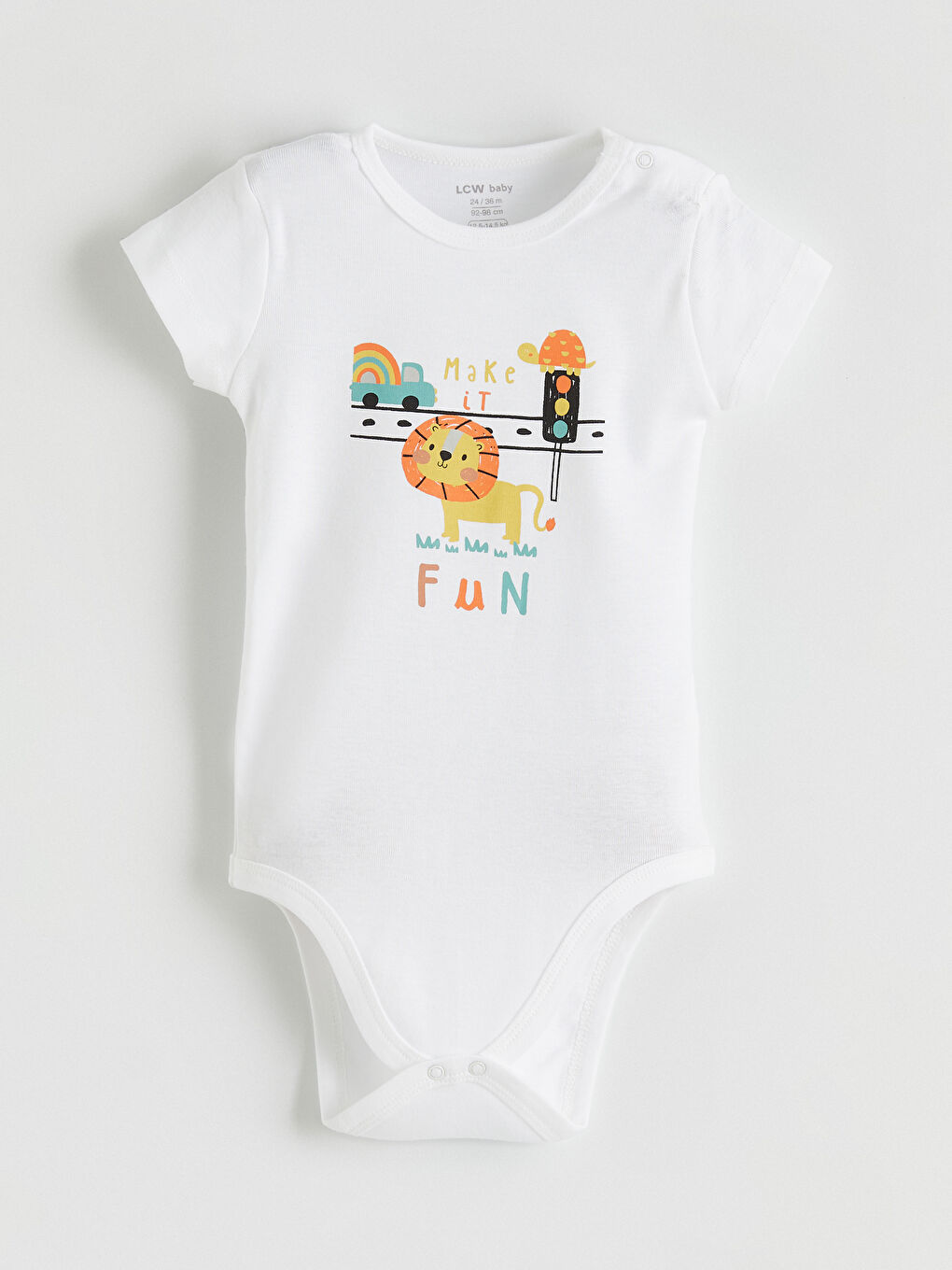 Beyaz Baskılı Erkek Bebek Çıtçıtlı Body