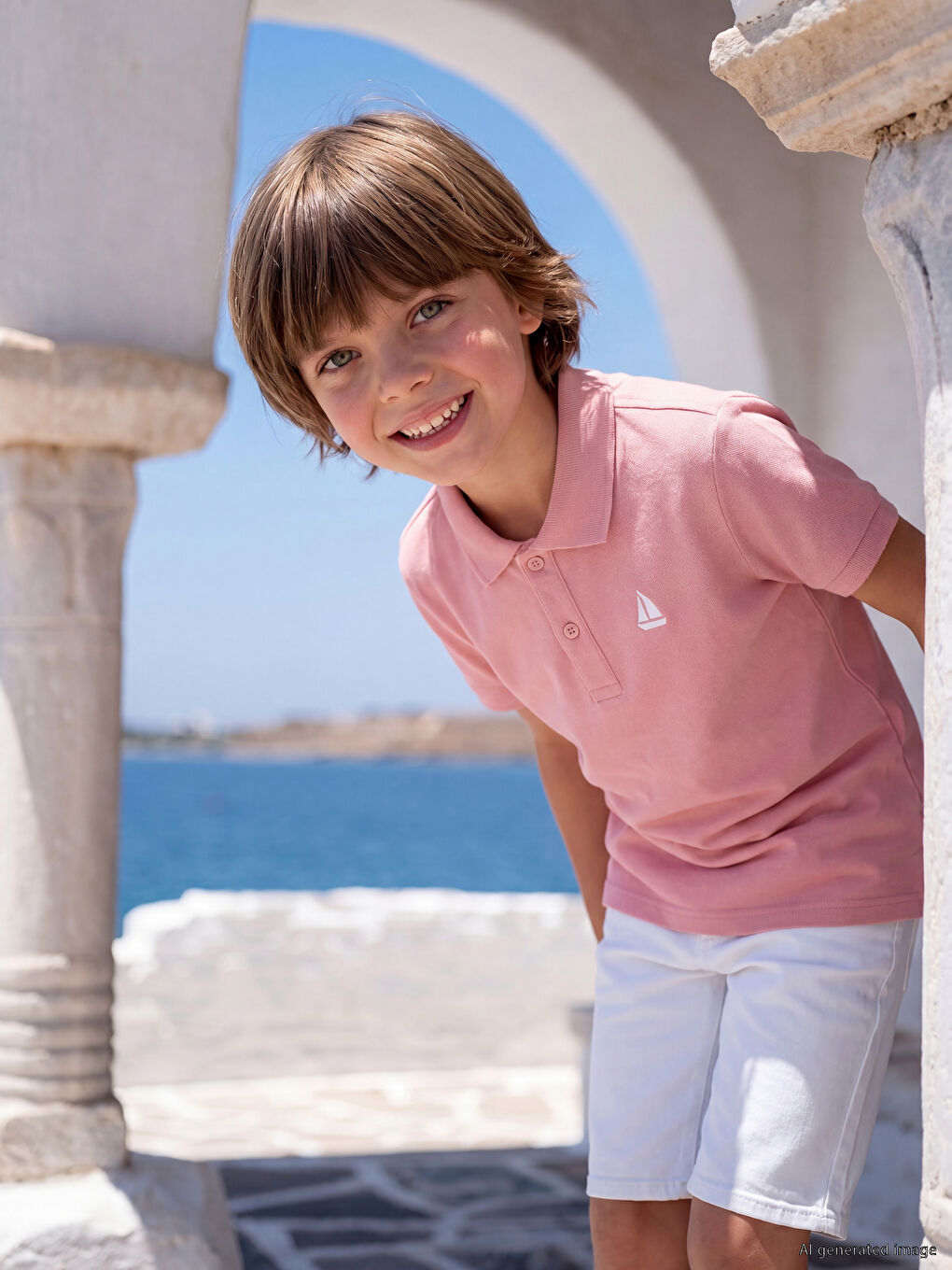 Polo Collar Embroidered Boys' T-Shirt