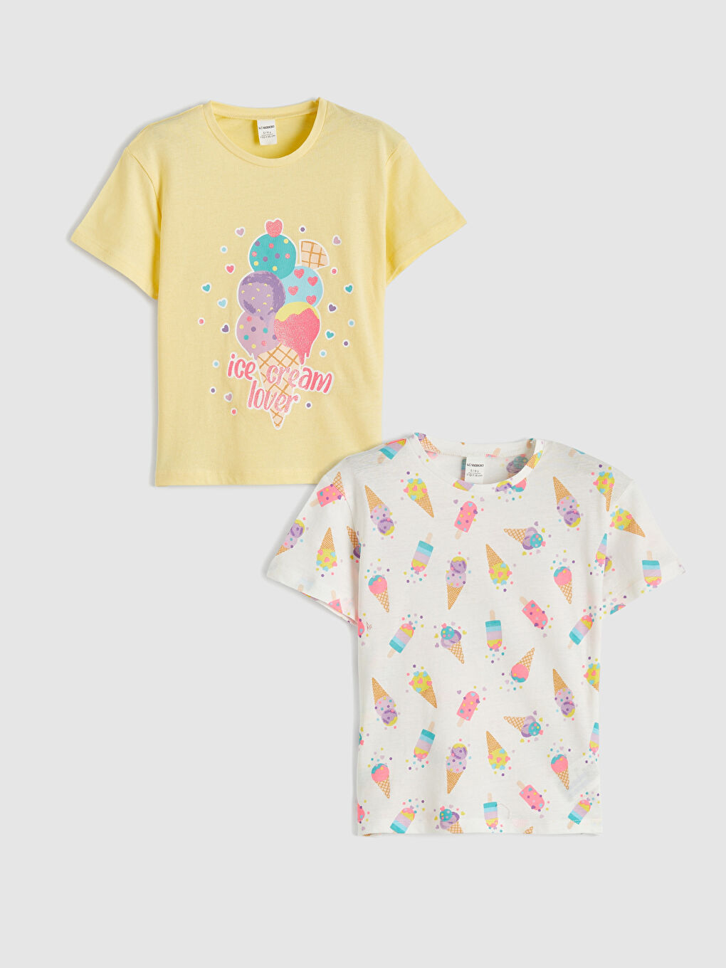 Crew Neck Printed Girls' T-Shirt 2 Pack