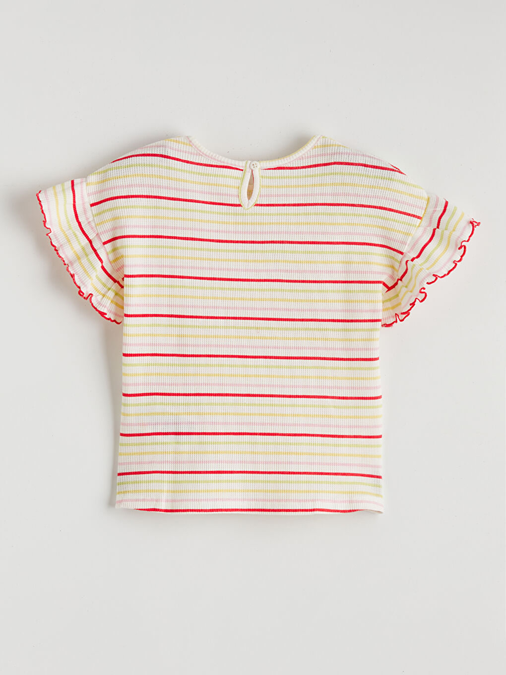  Bisiklet Yaka Nakışlı Kız Çocuk Tişört 2'li-4