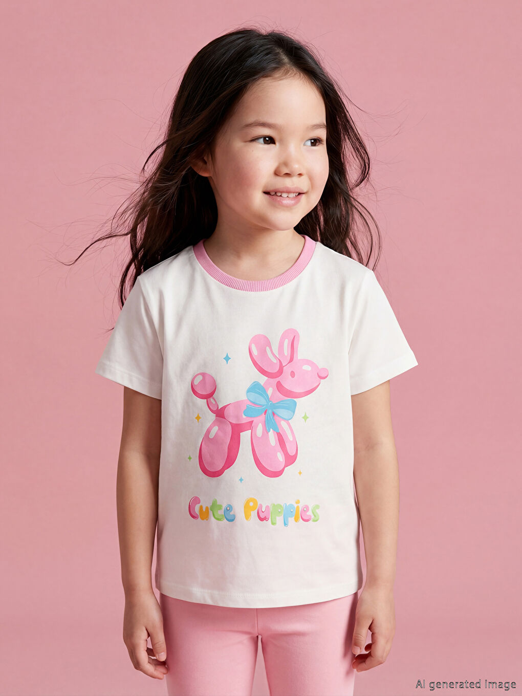 Футболка для дівчаток з принтом з круглим вирізом горловини, упаковка з 2 штук-1