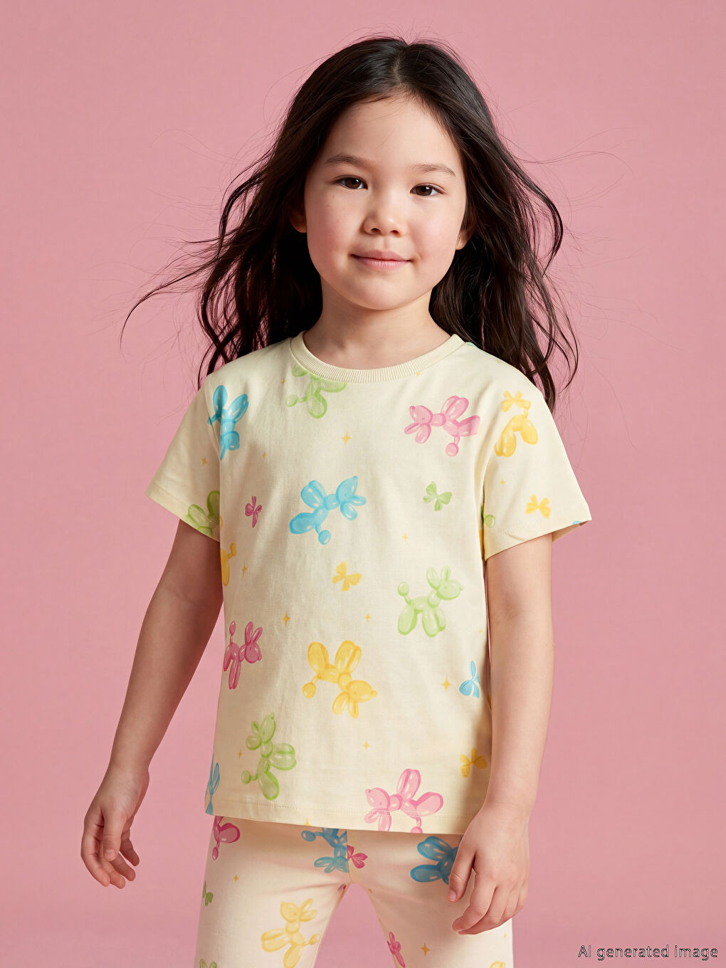 Футболка для дівчаток з принтом з круглим вирізом горловини, упаковка з 2 штук-2