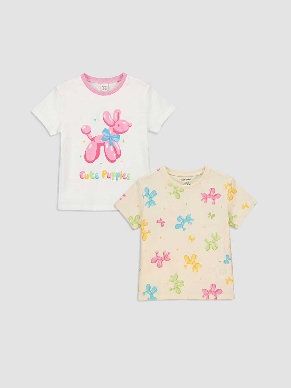 Crew Neck Printed Girls' T-Shirt 2 Pack