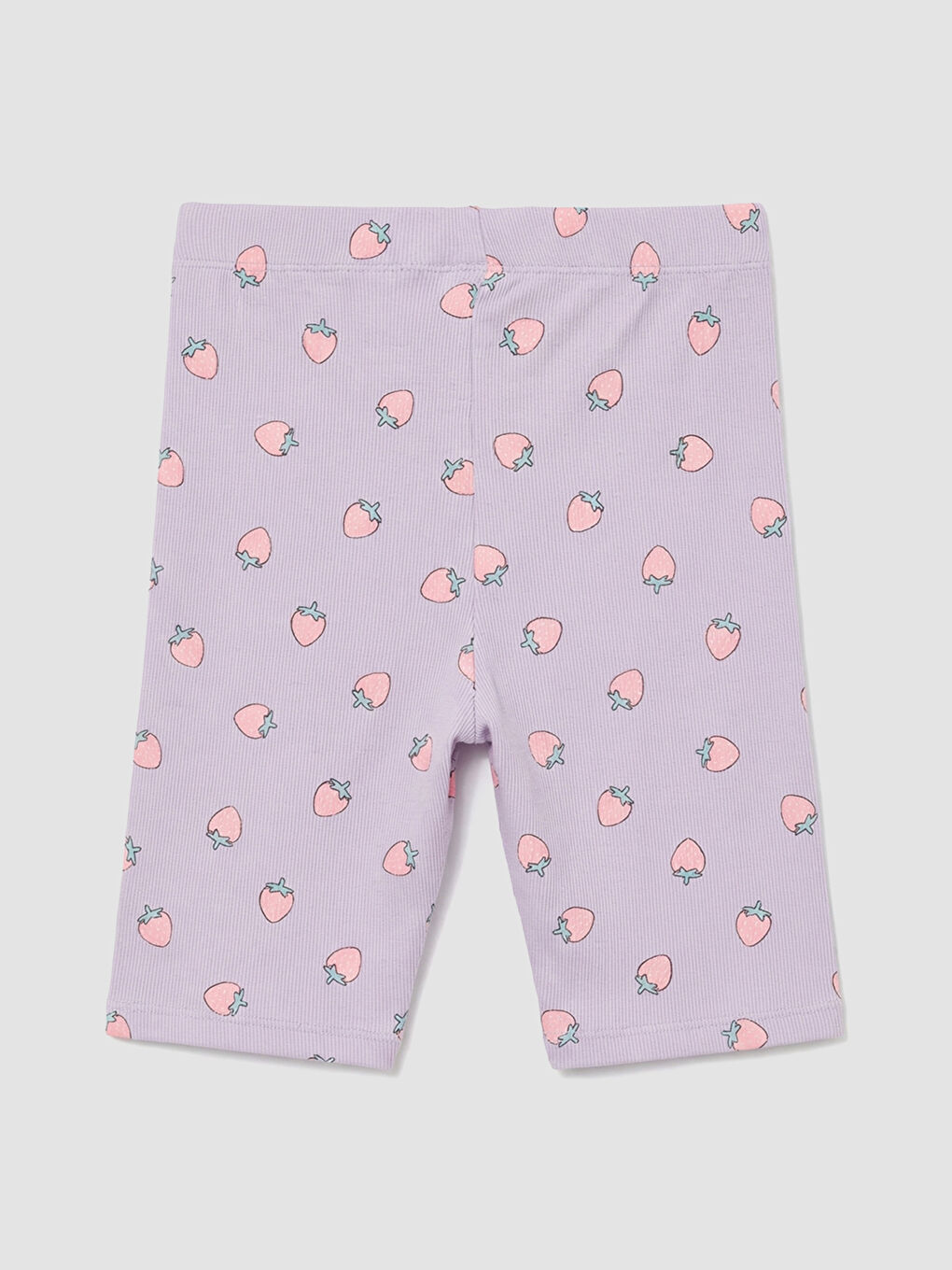 Lila Kız Çocuk Çilek Baskılı Fitilli Biker Tayt-1