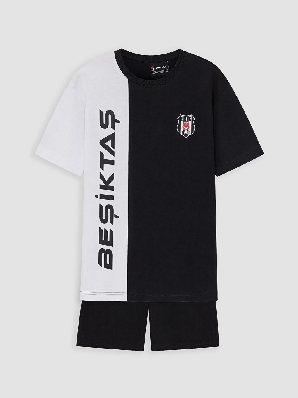 Siyah Beşiktaş Baskılı Erkek Çocuk Şortlu Takım