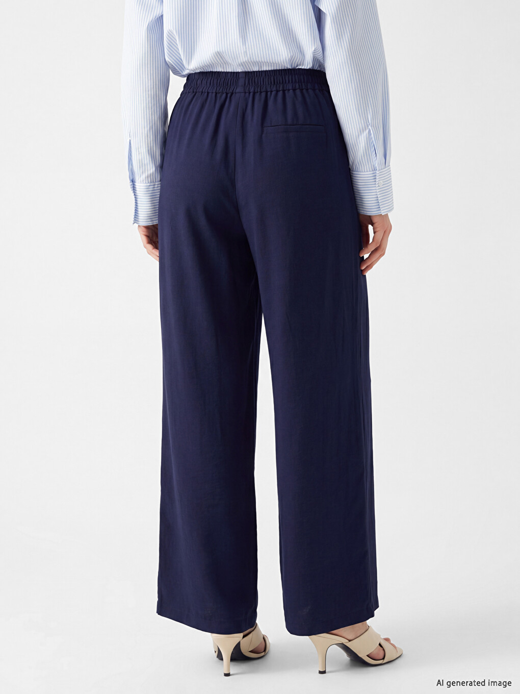 Pantalone Za Žene Sa Elastičnim Strukom Širokih Nogavica-3