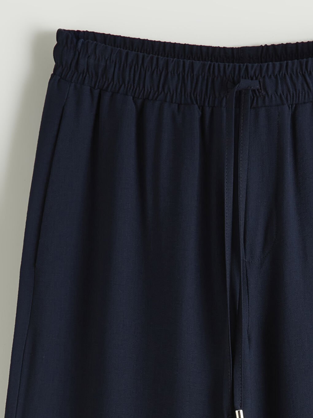 Lacivert Beli Lastikli Geniş Paça Kadın Pantolon-1
