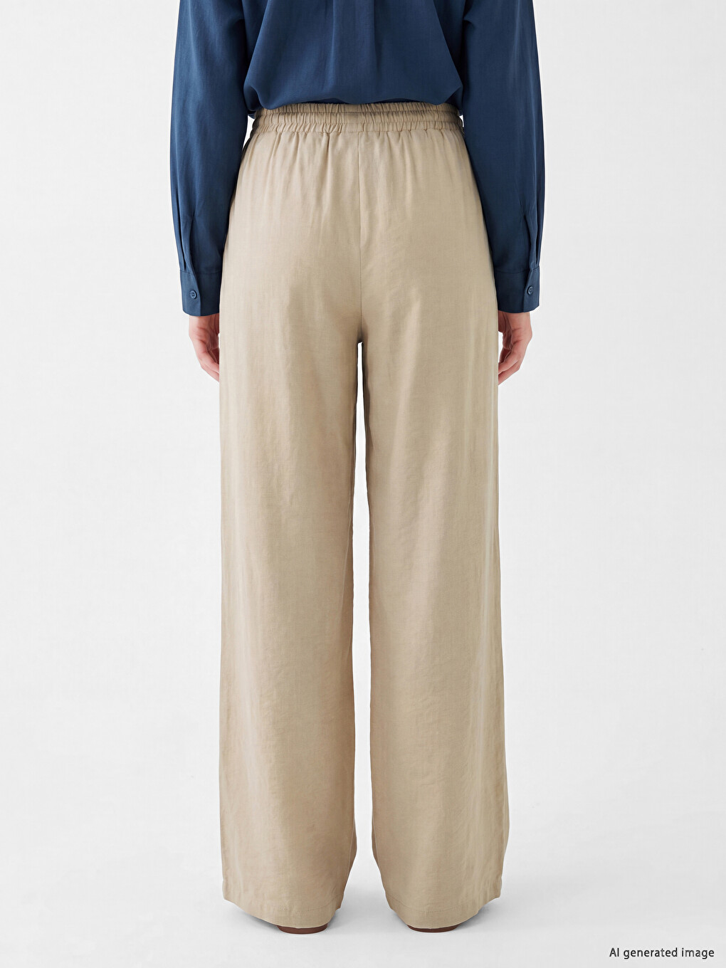 Elastic Waist Wide Leg Women's Trousers-3