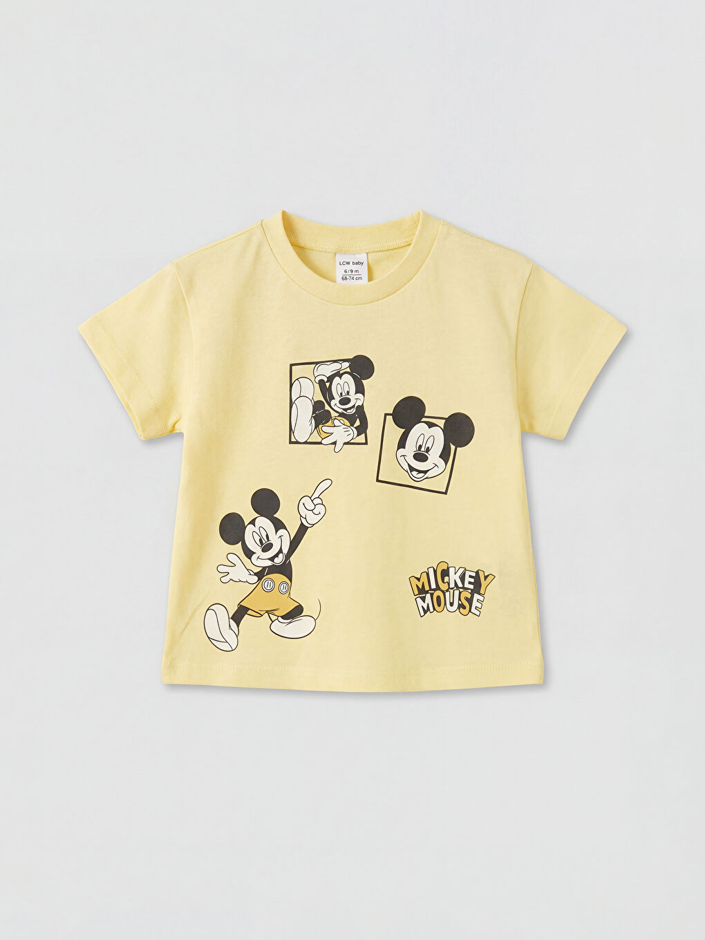Sarı Mickey Mouse Baskılı Erkek Bebek Şortlu Takım-1