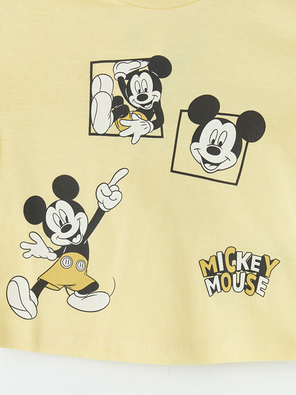 Sarı Mickey Mouse Baskılı Erkek Bebek Şortlu Takım-5