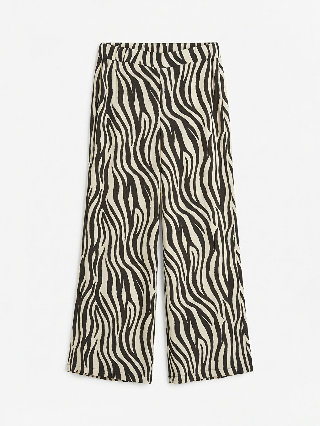 серпімді белдікті зебра өрнекті әйелдер шалбары-4