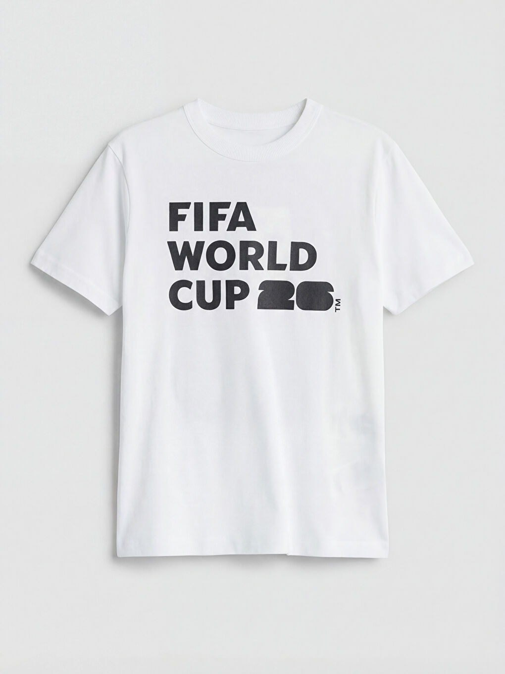 Beyaz Bisiklet Yaka FIFA World Cup Baskılı Erkek Çocuk Tişört-1