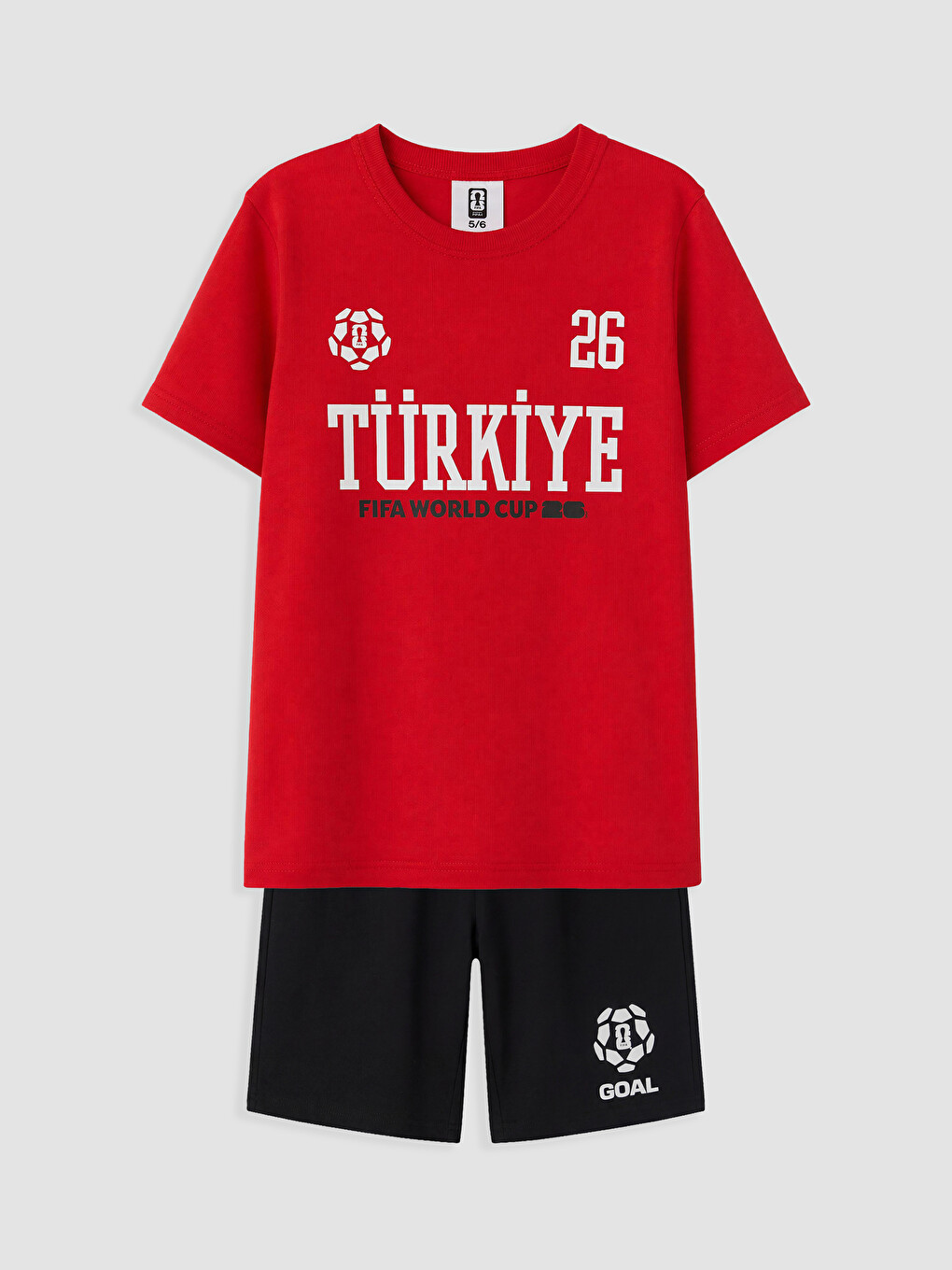 Kırmızı Fıfa 2026 Baskılı Erkek Çocuk Şortlu Takım-1