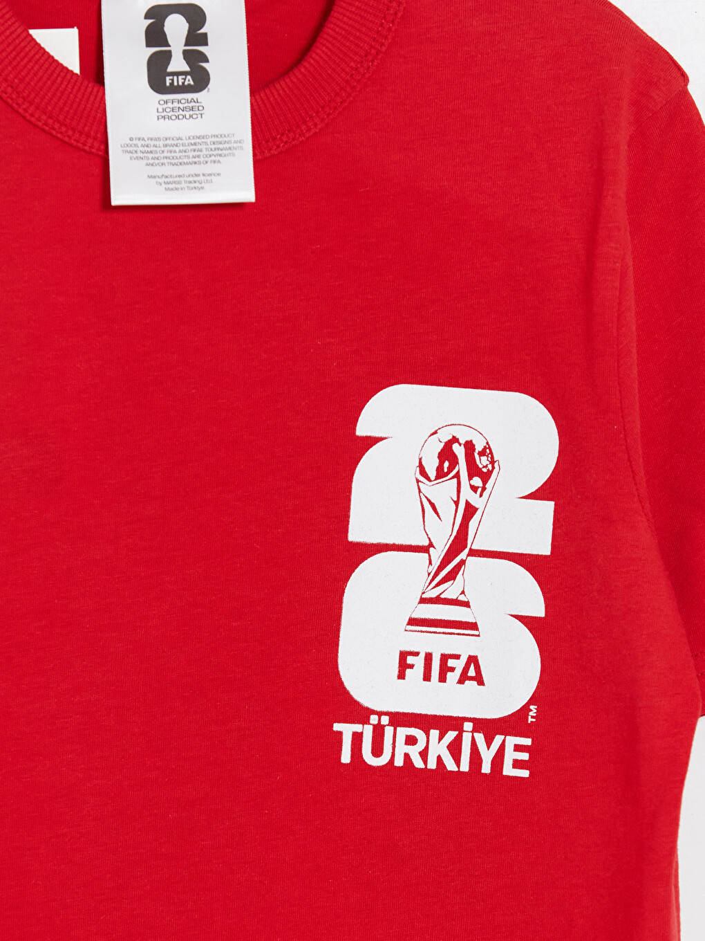 Kırmızı Bisiklet Yaka FIFA Baskılı Erkek Çocuk Tişört-1