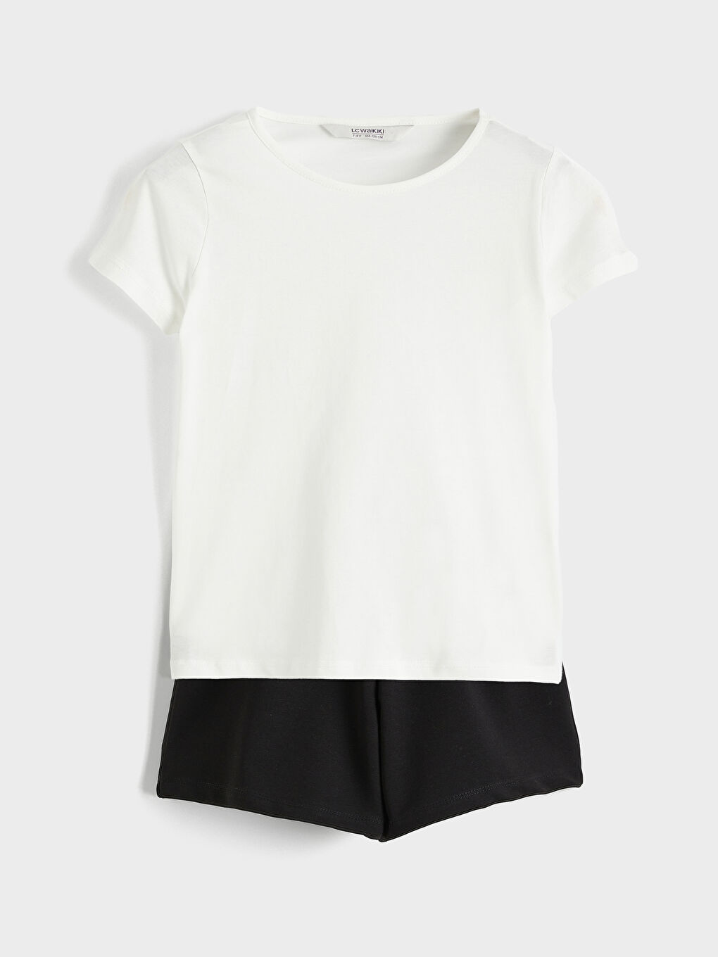 Siyah Bisiklet Yaka Kız Çocuk Tişört ve Şort