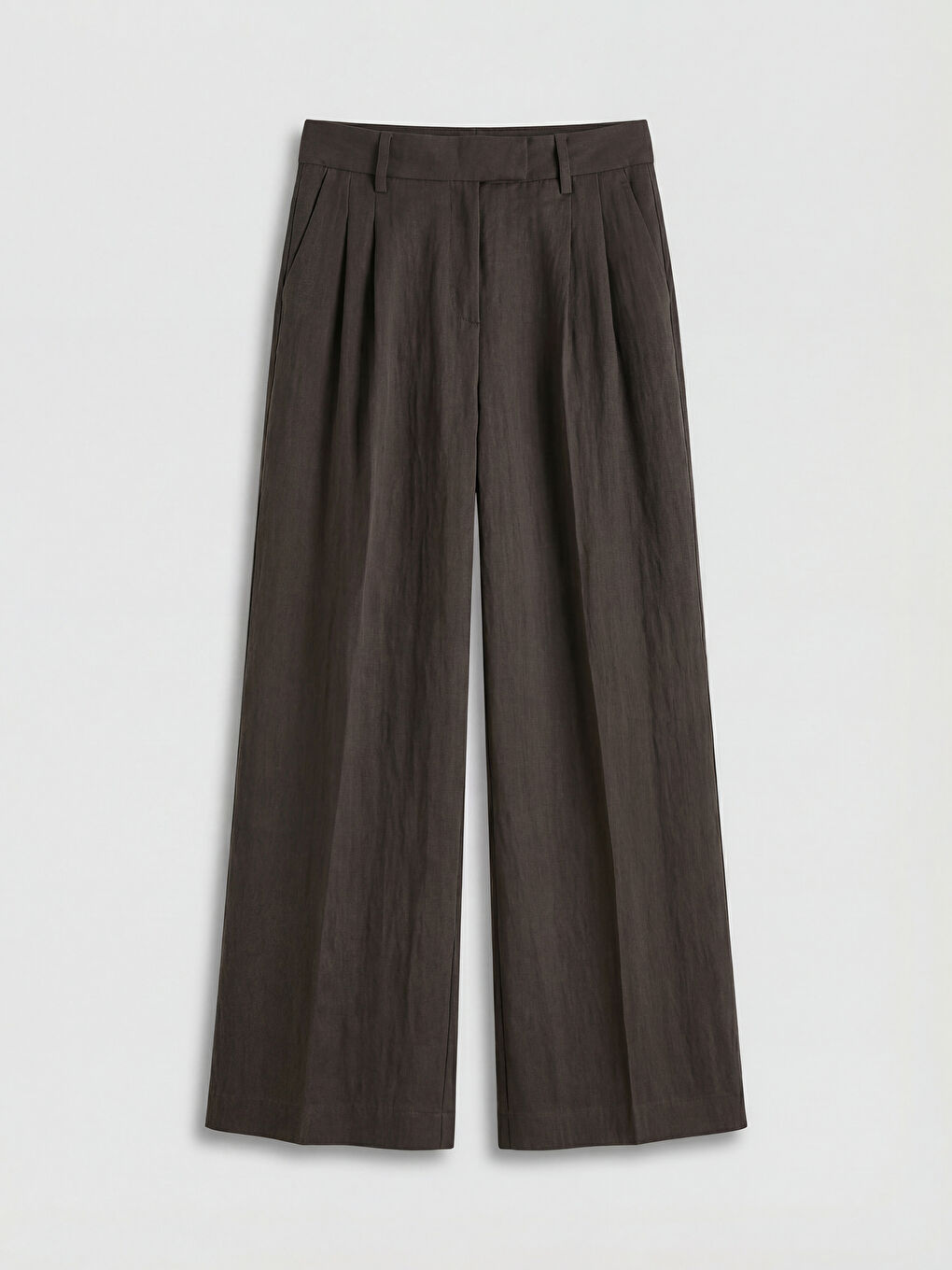 Плисиран панталон от плат с широк крачол за жени със свободна кройка-4