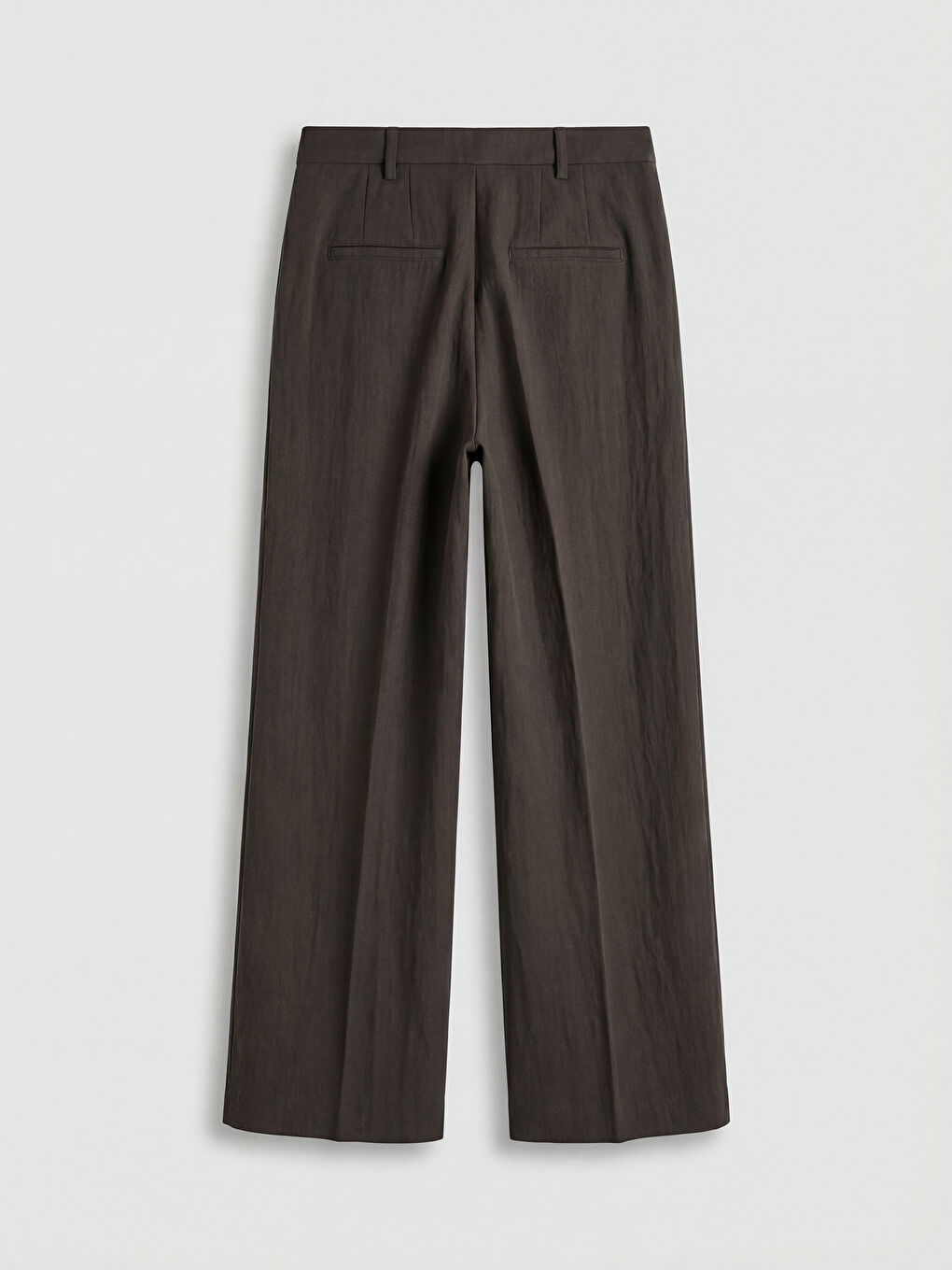 Плисиран панталон от плат с широк крачол за жени със свободна кройка-5