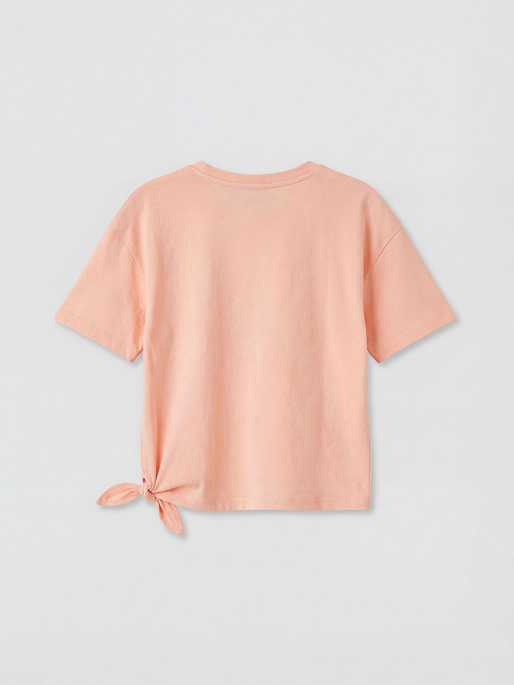 Pembe Bisiklet Yaka Yandan Bağlamalı Kız Çocuk Tişört-1