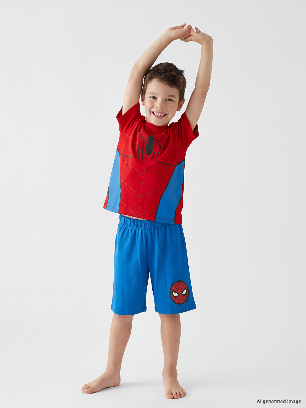 Mavi Spider-man Baskılı Erkek Çocuk Pijama Şort
