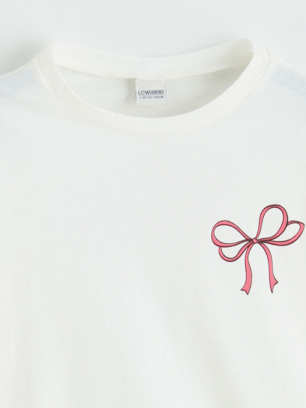 Ekru Fiyonk Baskılı Kız Çocuk Tişört-2