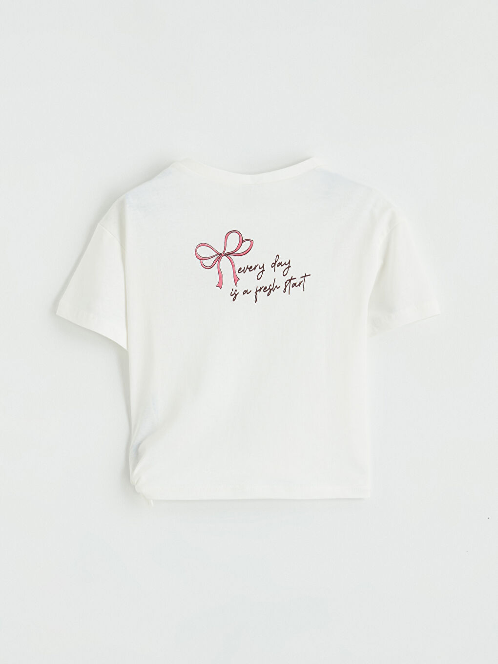 Ekru Fiyonk Baskılı Kız Çocuk Tişört-4