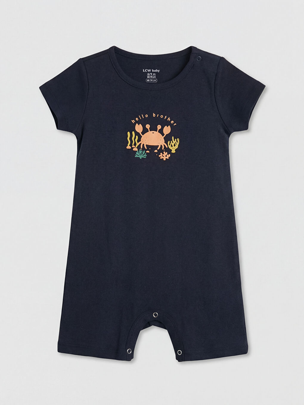 Lacivert Bisiklet Yaka Baskılı Erkek Bebek Tulum