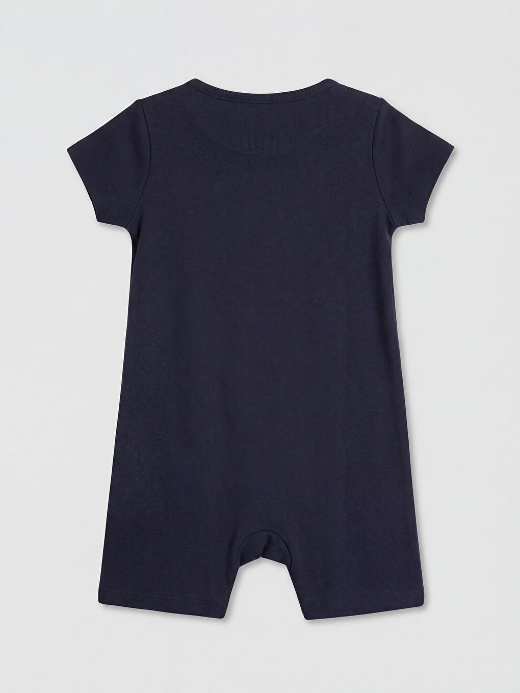 Lacivert Bisiklet Yaka Baskılı Erkek Bebek Tulum-1