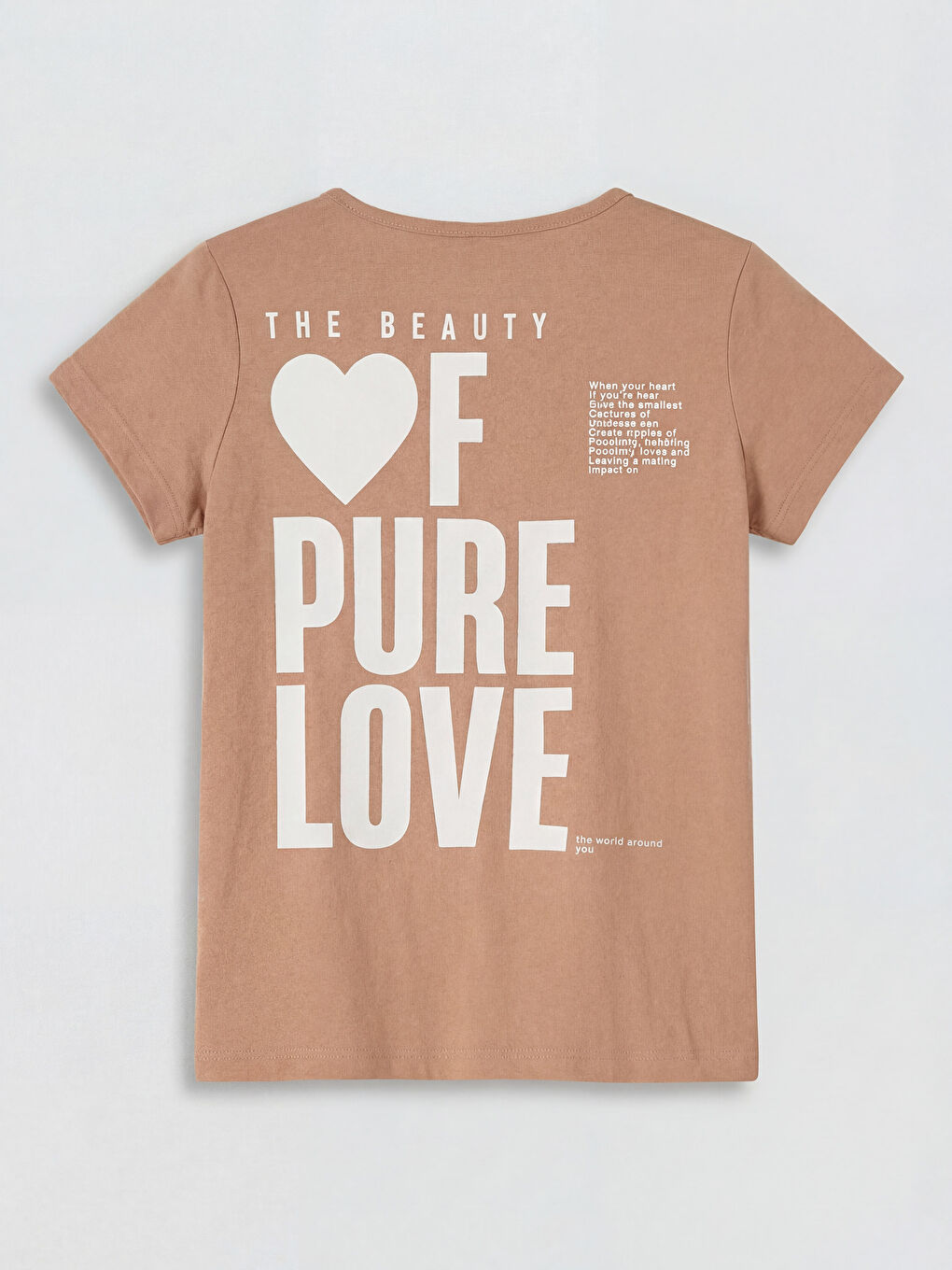 Kahverengi Bisiklet Yaka Kız Çocuk Tişört-2