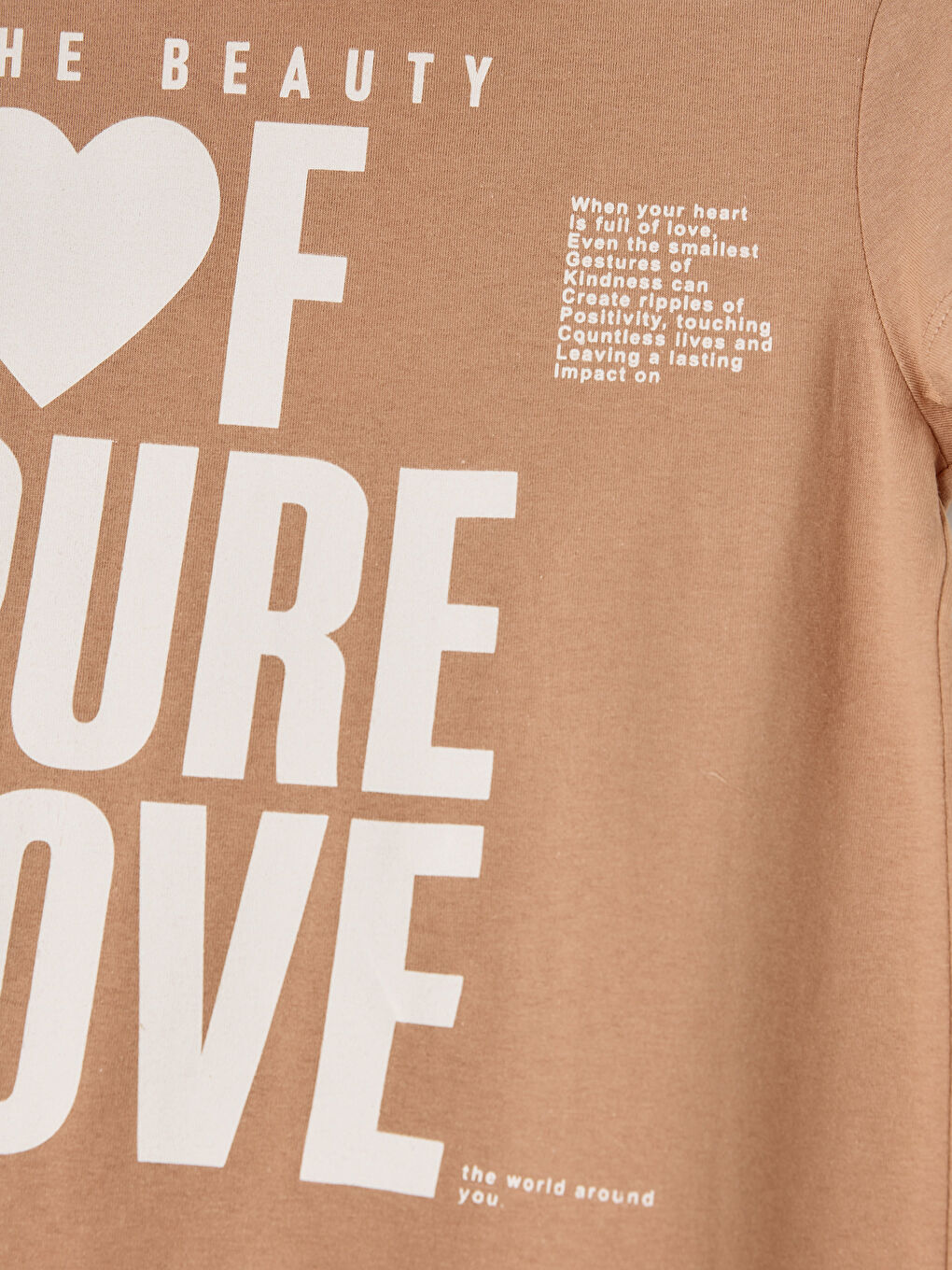 Kahverengi Bisiklet Yaka Kız Çocuk Tişört-3