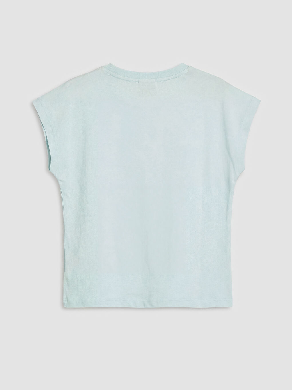 Mavi Bisiklet Yaka Baskılı Kız Çocuk Tişört-1