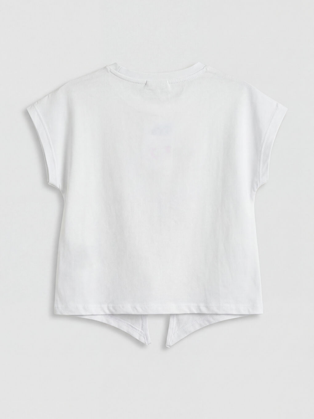 Beyaz Çiçek Baskılı Kız Çocuk Tişört-1