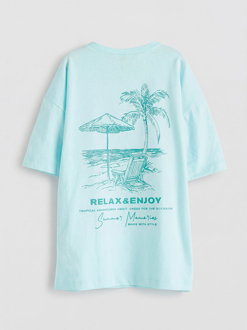 Yeşil Bisiklet Yaka Kısa Kollu Kız Çocuk Tişört-1