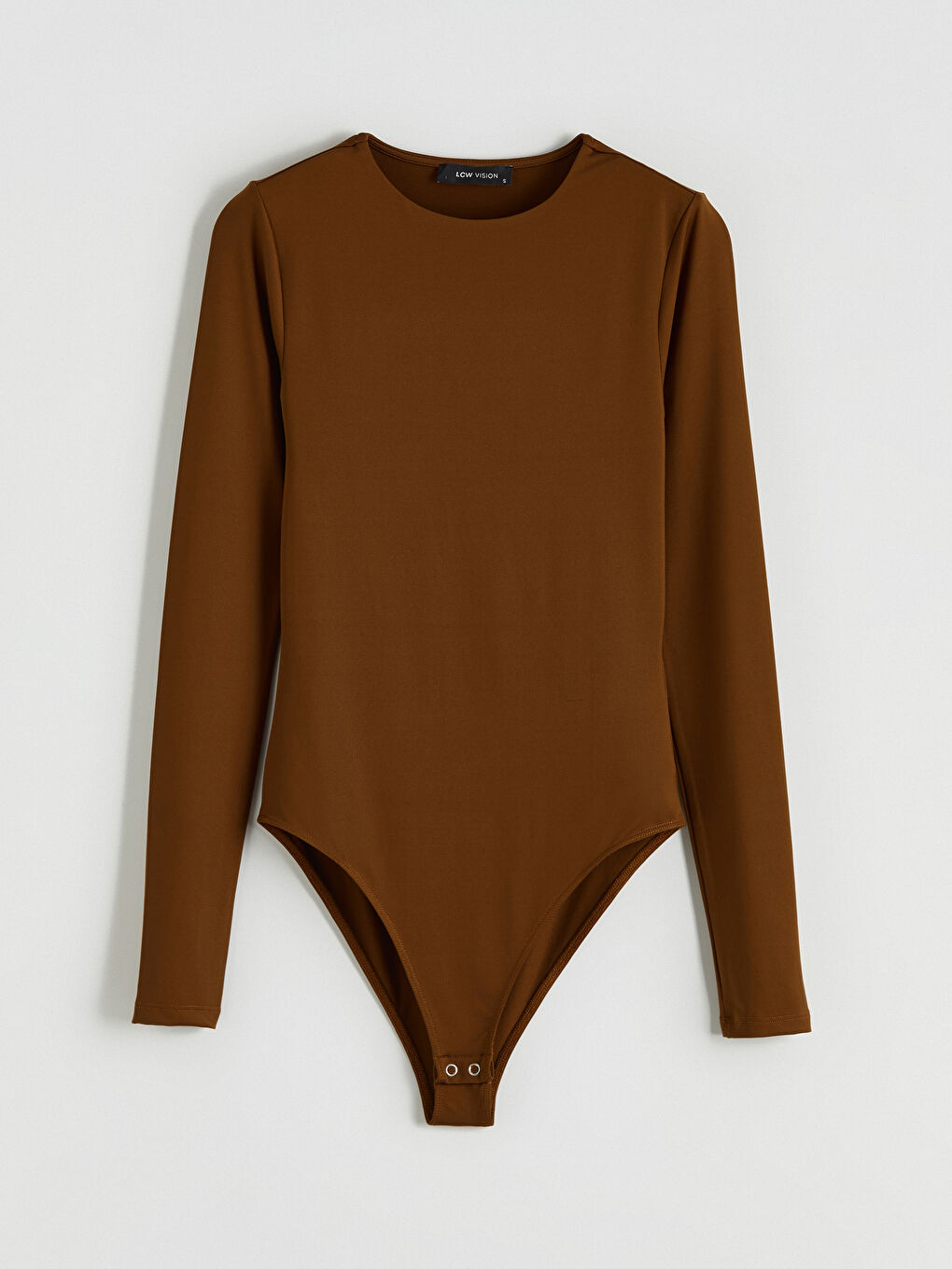 Kahverengi Bisiklet Yaka Kadın Bodysuit-4