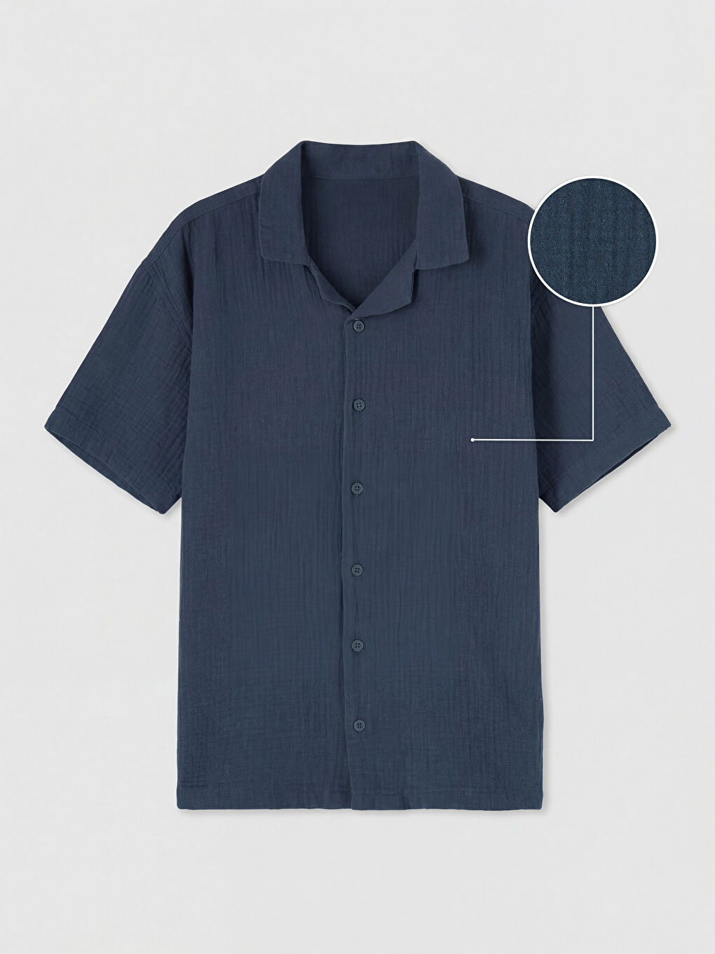 Lacivert Kısa Kollu Dokulu Erkek Çocuk Gömlek