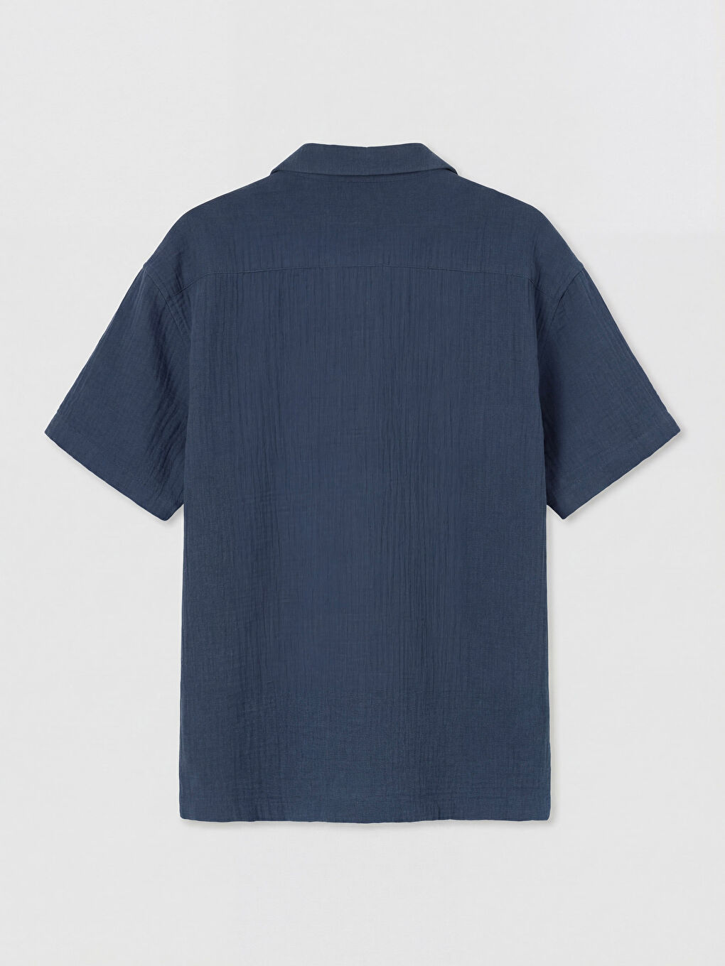 Lacivert Kısa Kollu Dokulu Erkek Çocuk Gömlek-1