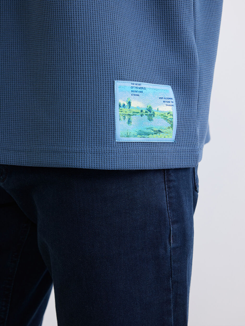 Petrol  Oversize Bisiklet Yaka Erkek Tişört-2