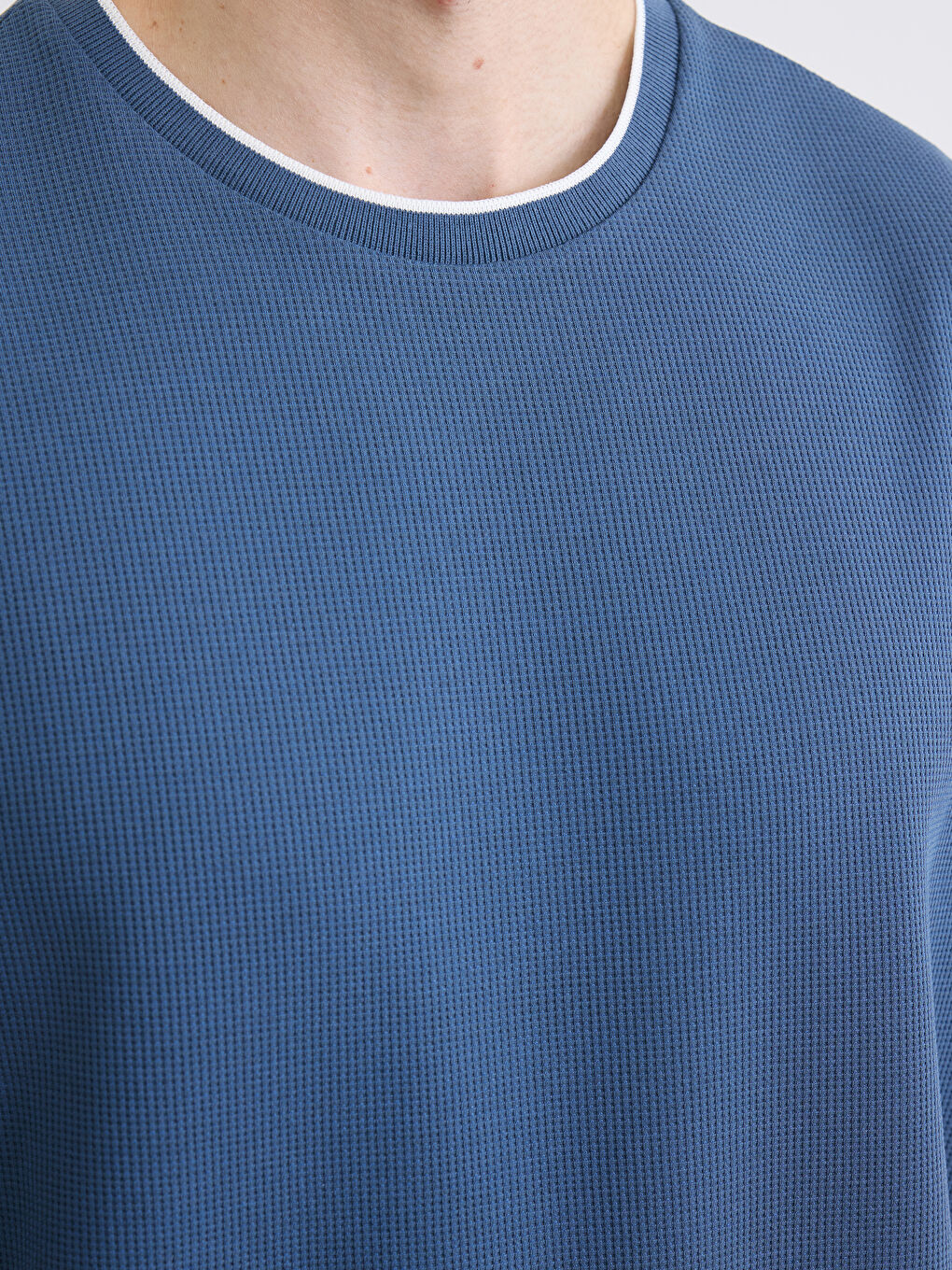 Petrol  Oversize Bisiklet Yaka Erkek Tişört-3