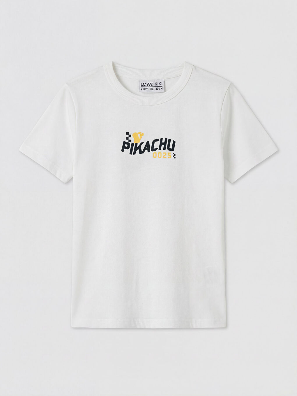 Beyaz Pikachu Baskılı Erkek Çocuk Tişört-1
