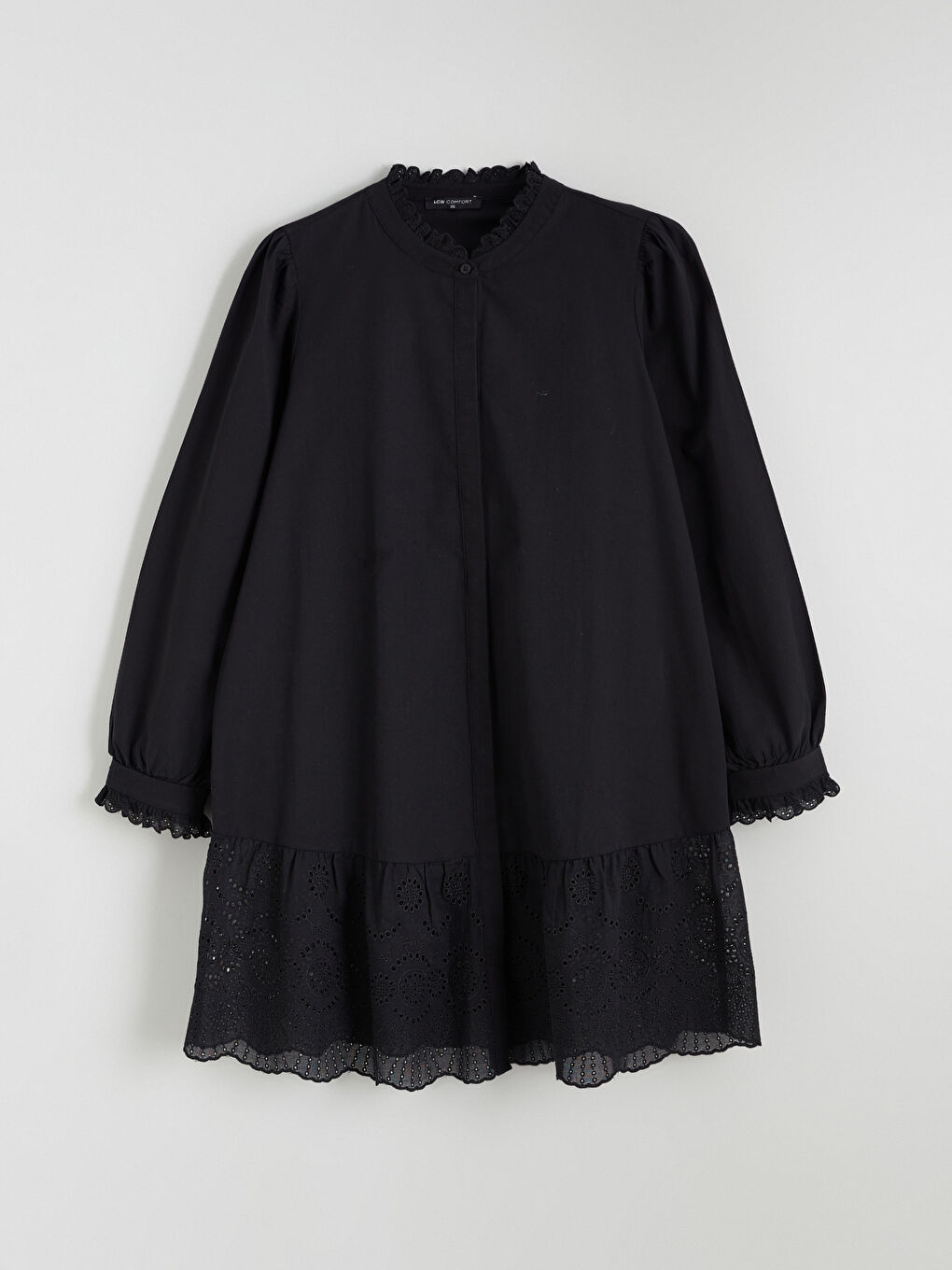 Siyah Fırfırlı Hakim Yaka Kadın Gömlek Tunik-4