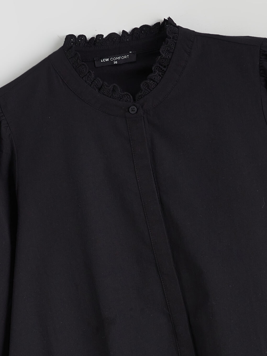 Siyah Fırfırlı Hakim Yaka Kadın Gömlek Tunik-5