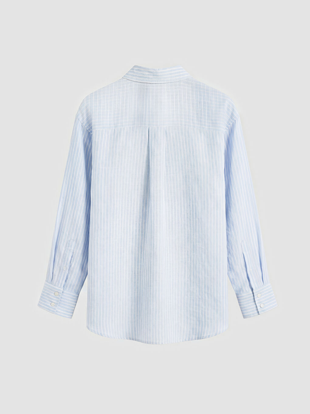 Mavi Çizgili Oversize Poplin Kadın Gömlek Tunik-1