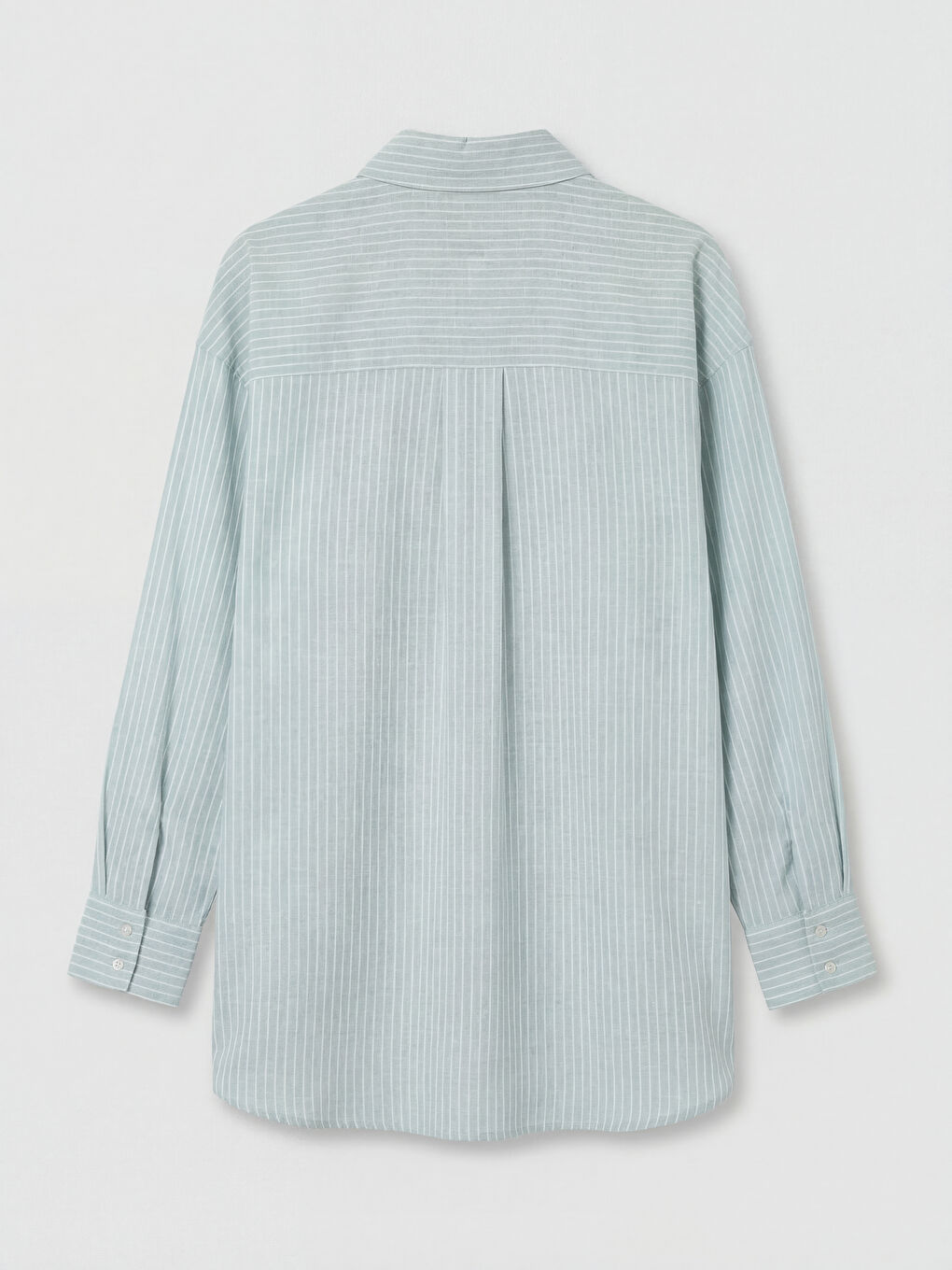 Yeşil Çizgili Oversize Poplin Kadın Gömlek Tunik-1