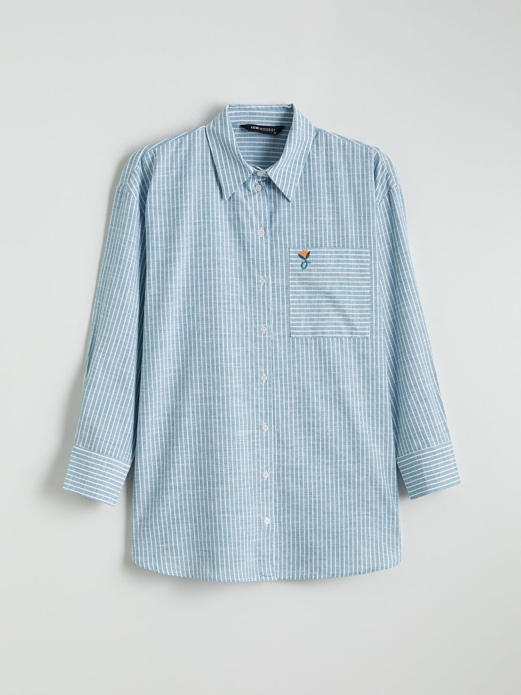 Yeşil Çizgili Oversize Poplin Kadın Gömlek Tunik-4