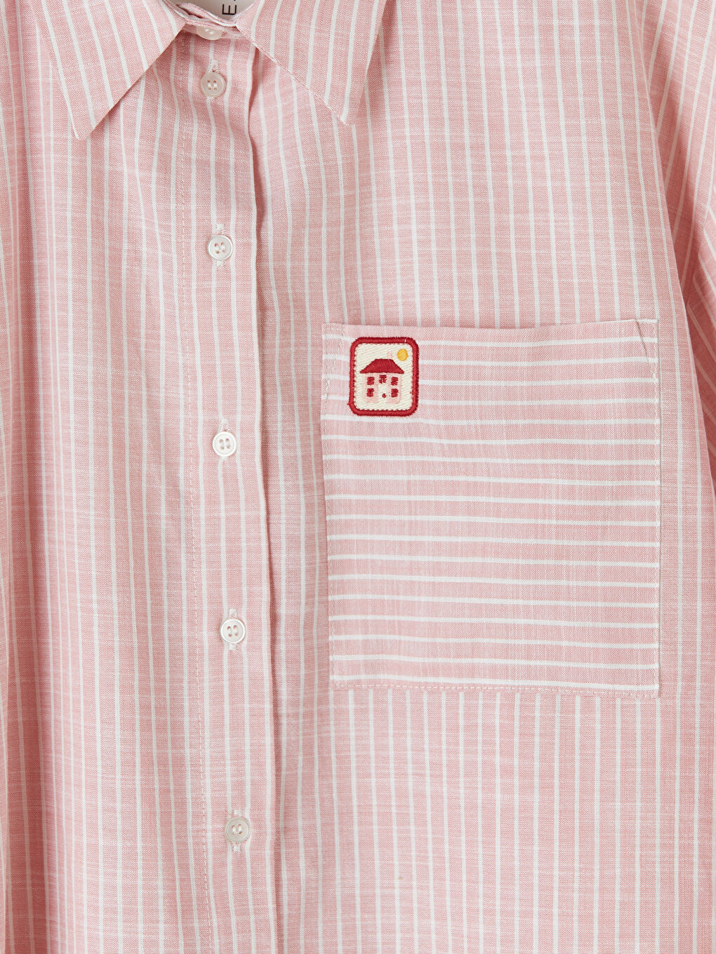 Pembe Çizgili Oversize Poplin Kadın Gömlek Tunik-2