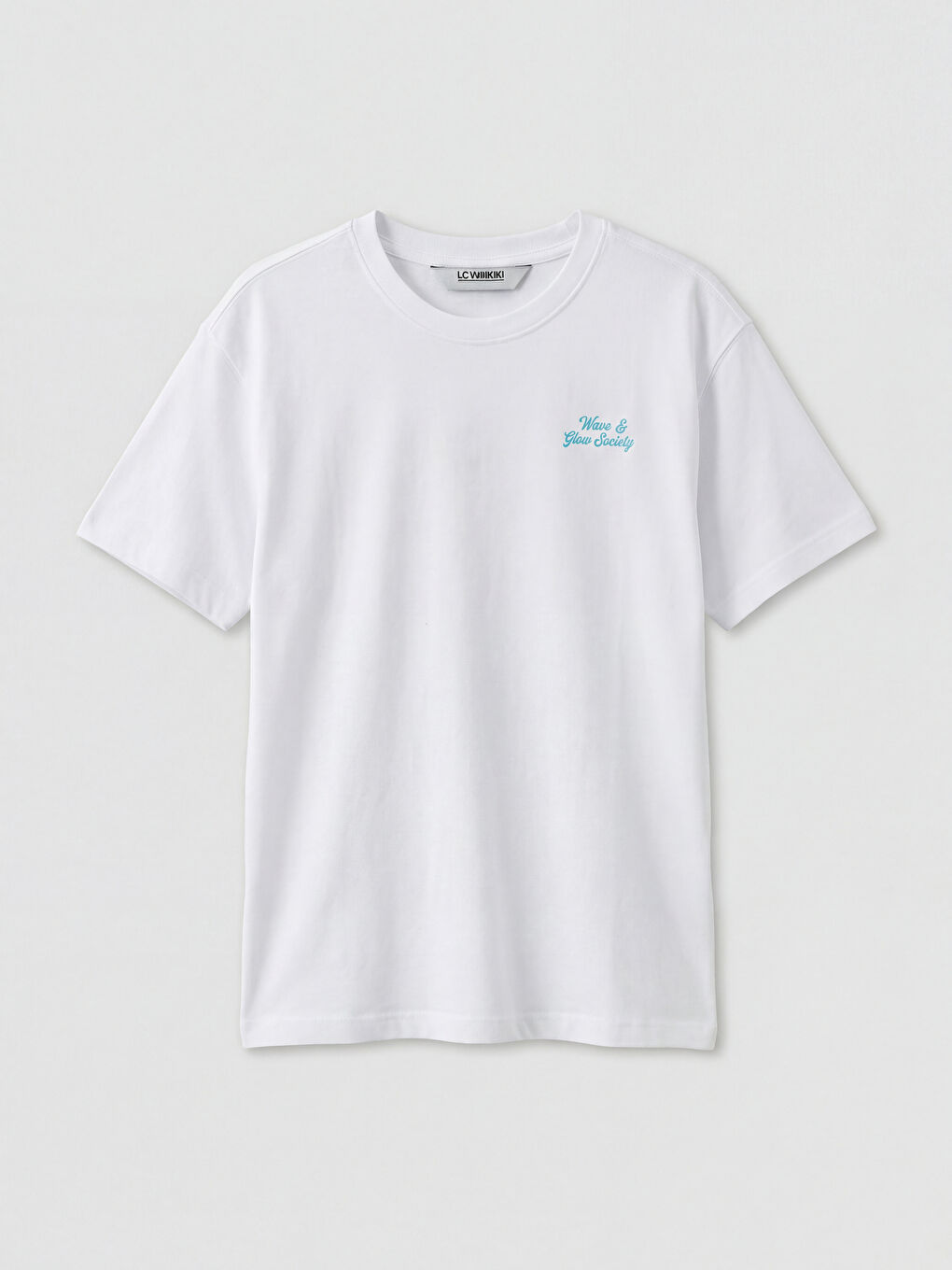 تي شيرت بناتي مطبوع بياقة دائرية