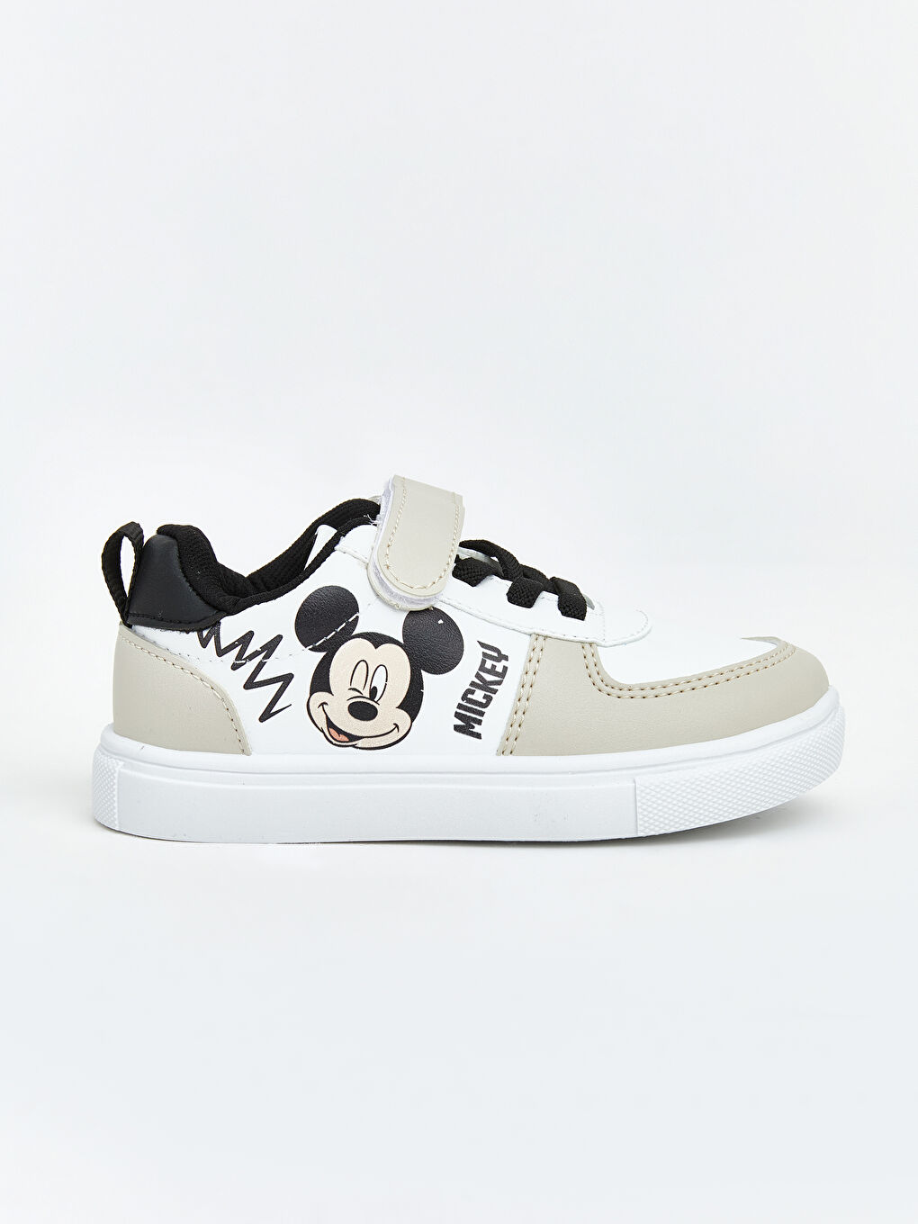 Bej Mickey Mouse Baskılı Erkek Bebek Spor Ayakkabı-1