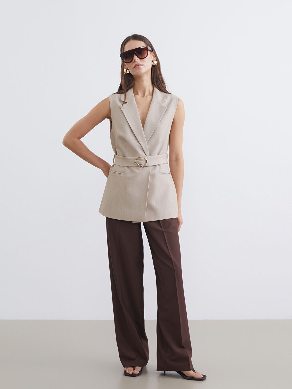 Woman BROWN Formal Dress Trousers